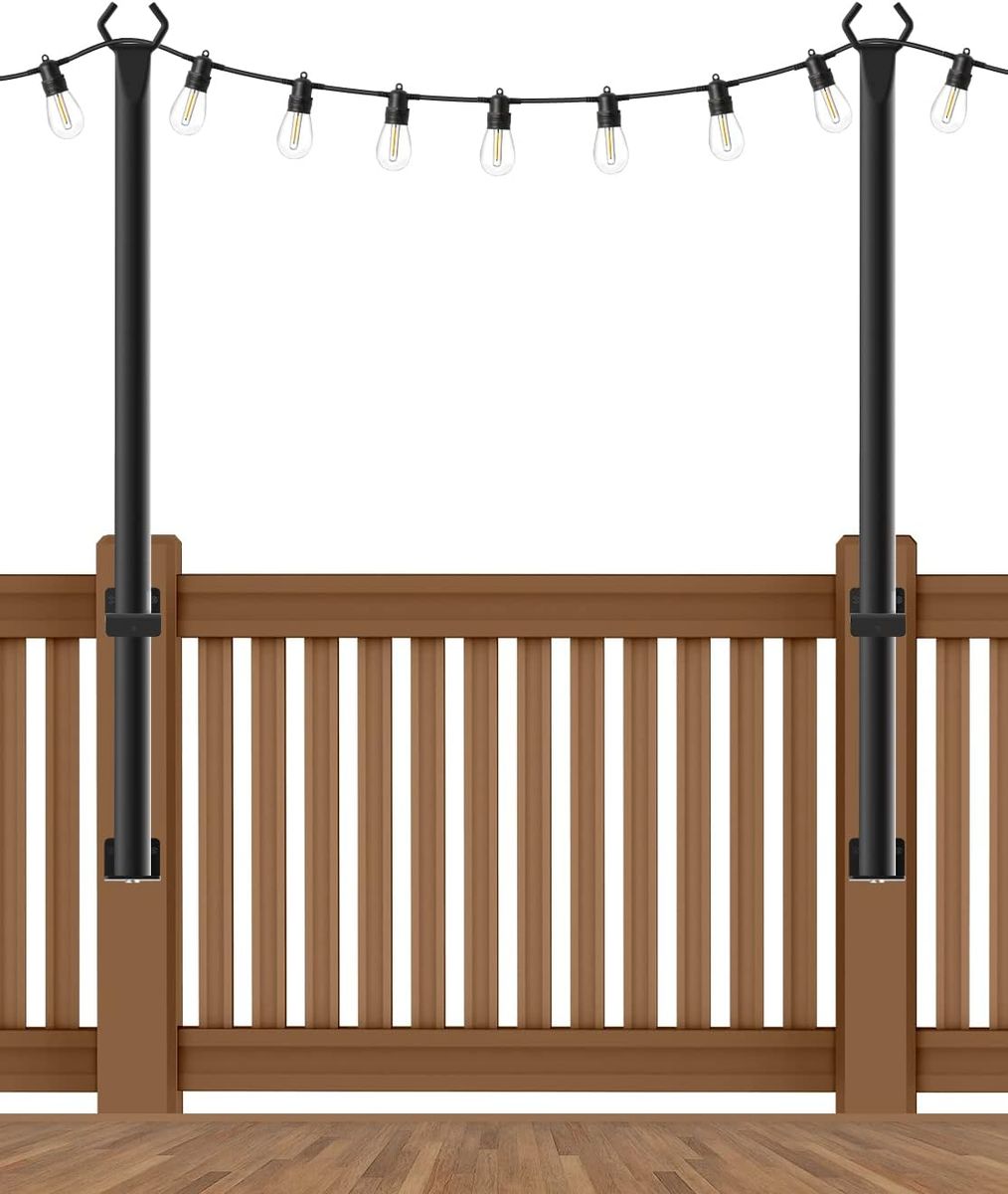 NEW 2 Pack 5Ft String Light Poles,Outside String Lights,Outdoor Light Poles,Metal Poles Stand for Patio,Backyard,Deck