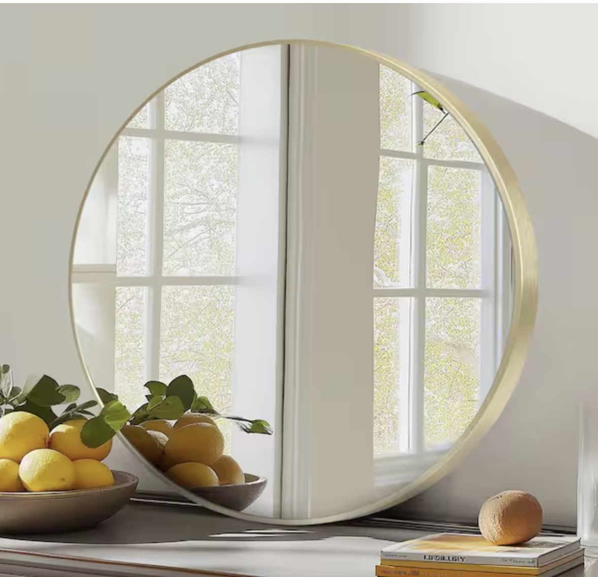 Firnewst Gold 30"X 30" H Round Mirror