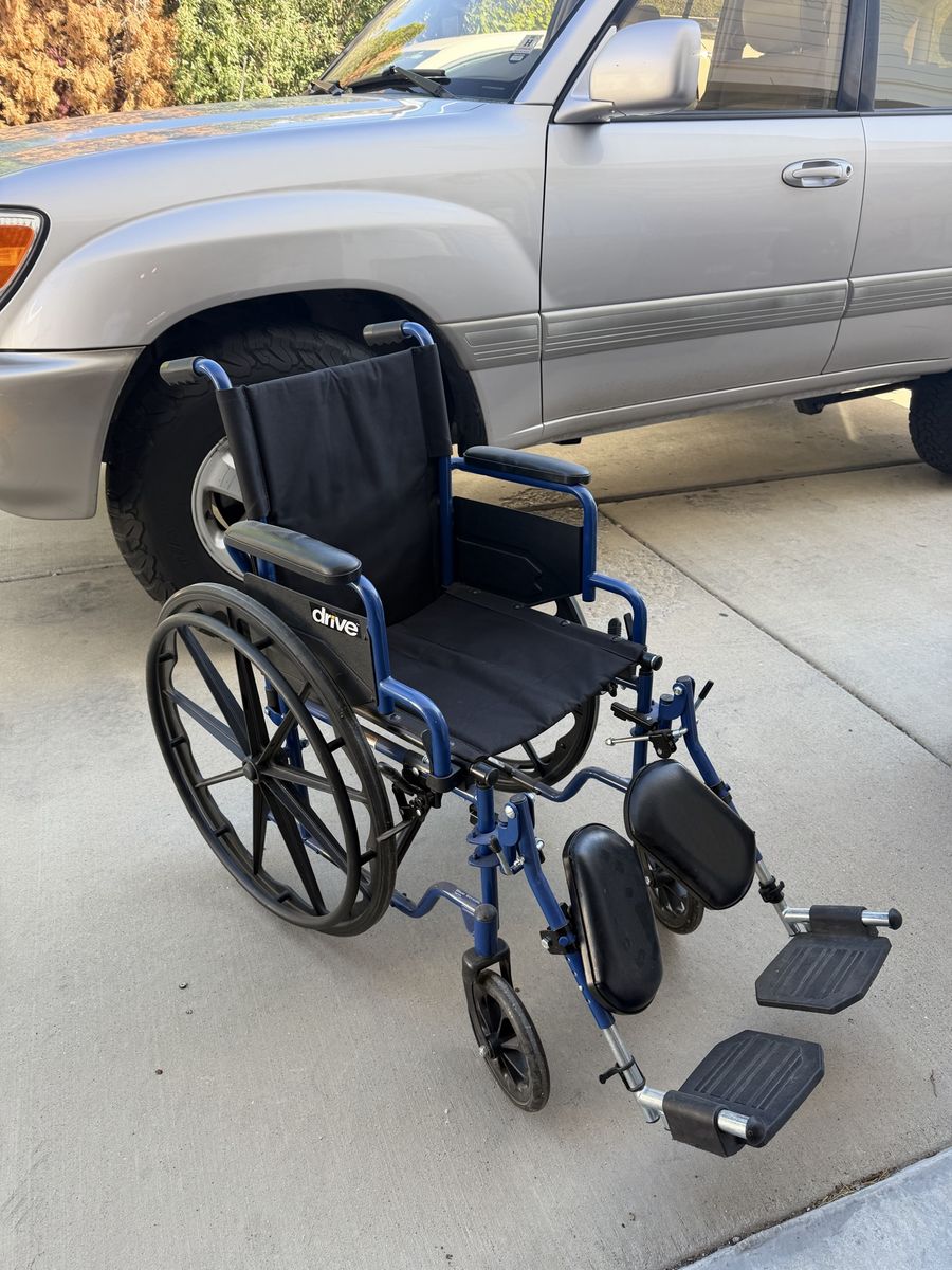 Drive Medical Blue Manual Wheelchair - Excellent Condition, Lightweight & Foldable