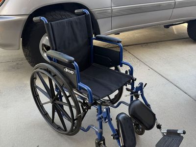 Drive Medical Blue Manual Wheelchair - Excellent Condition, Lightweight & Foldable