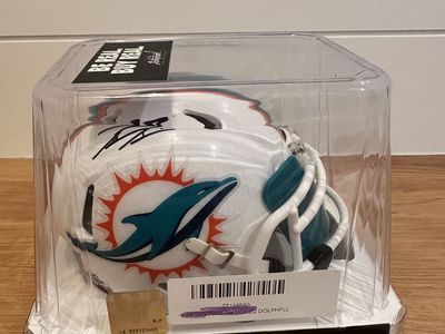 Braxton Berrios Signed Miami Dolphins Speed Mini Helmet – PIA Certified