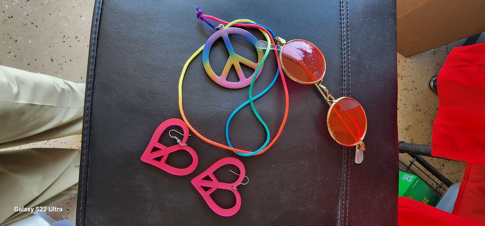 Groovy Hippie Costume Set - Adult Size, Peace Sign Accessories, Bell Bottom Pants