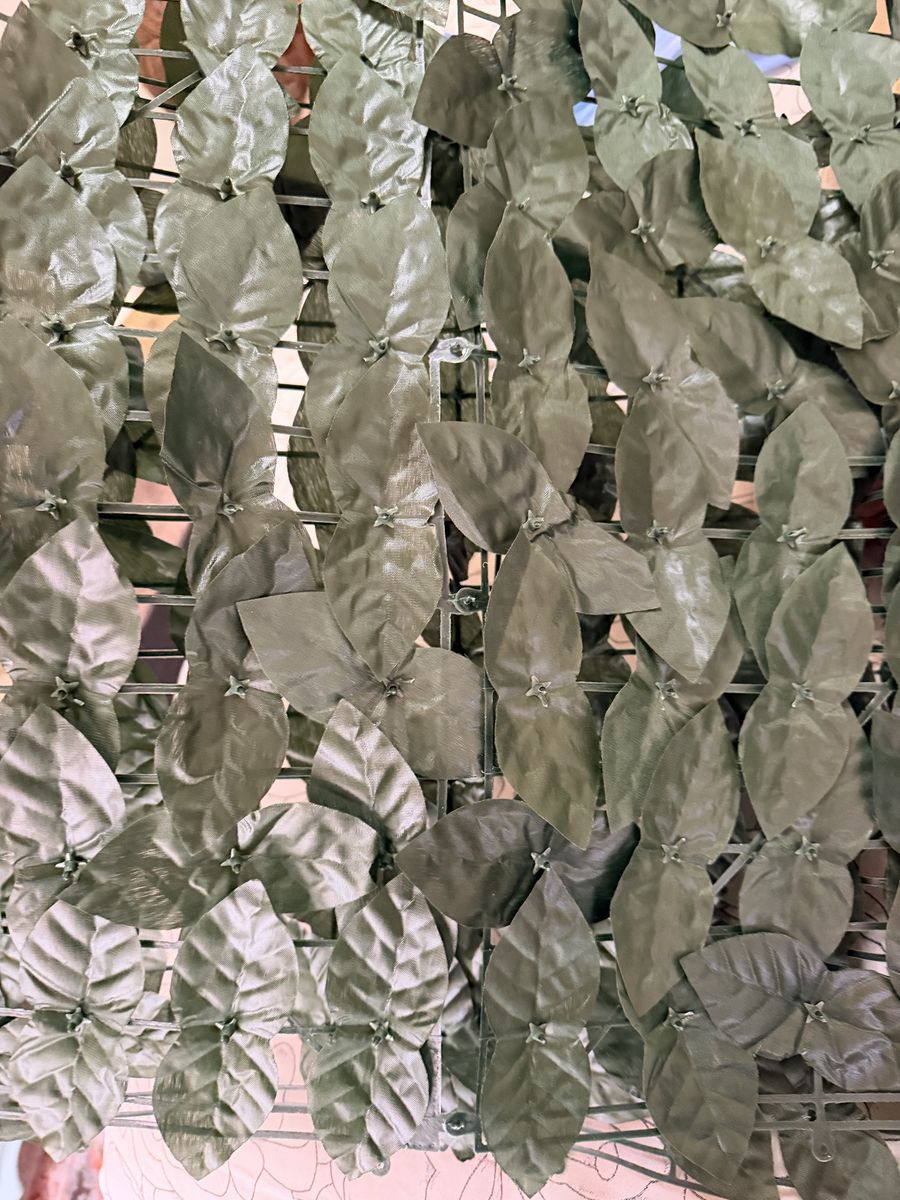 New. 2 Artificial Leaf Privacy Fence Screen Decor Roll Outdoor UV Protected Greenery Wall 20”x36 “ Each.