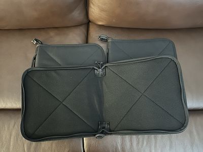 Black Quilted Zippered Organizer Pouch Storage Case - Multi-functional & Durable