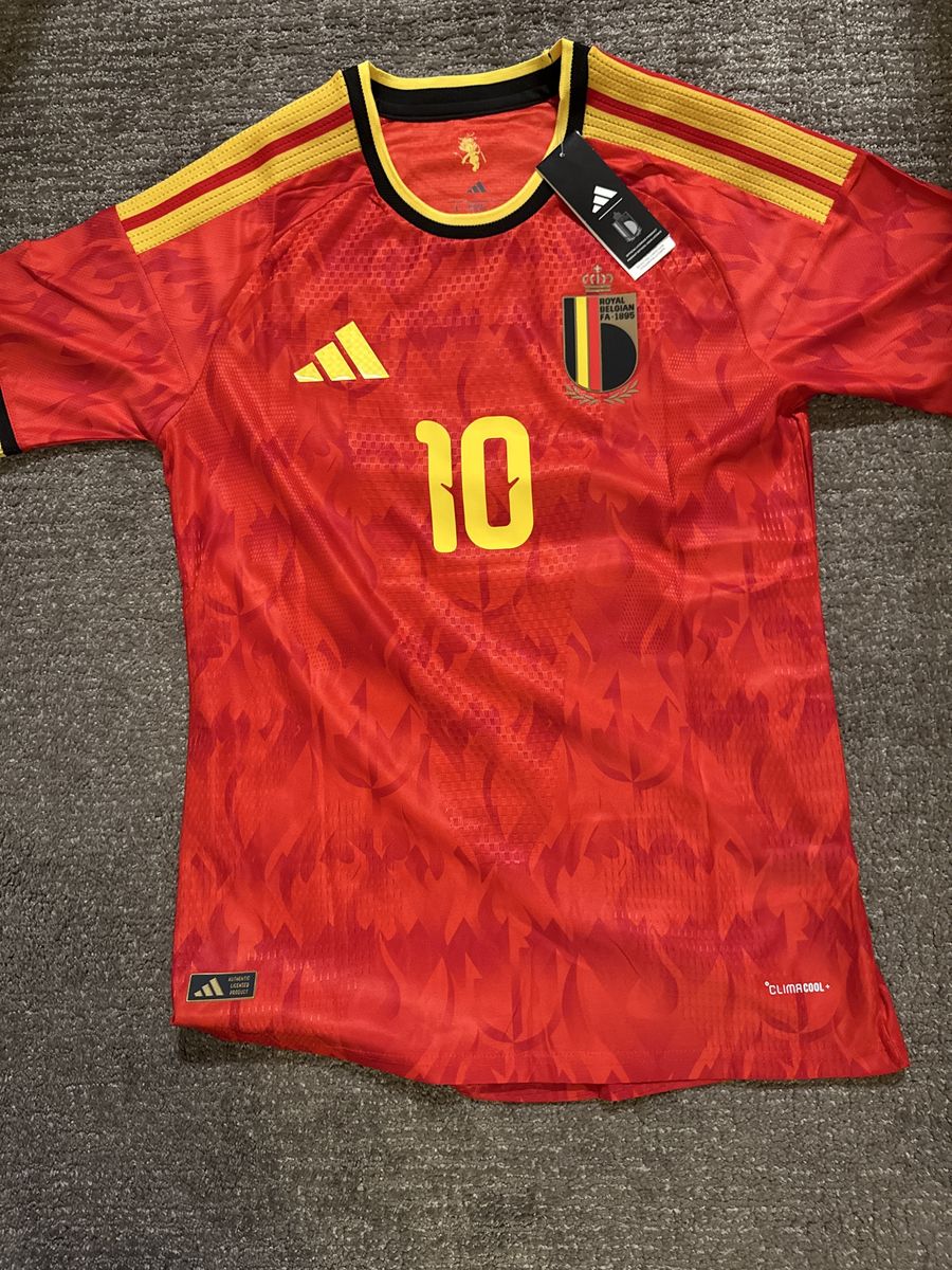 Adidas Belgium Lukaku #10 Home Soccer Jersey Men's Size Large ClimaCool Red