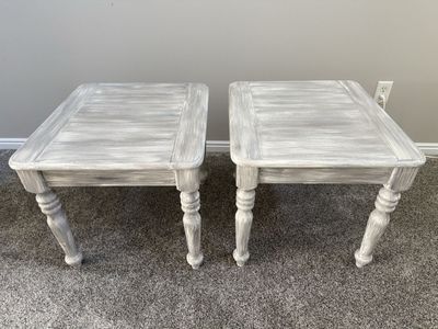 Shabby Chic Farmhouse End Tables (Set of 2) Distressed Gray Nightstands Side Tables