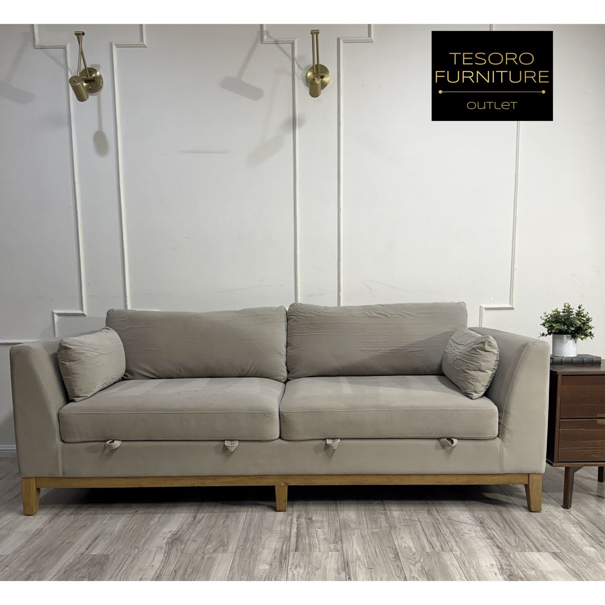 MOKENA VELVET SOFA WITH STORAGE WE OFFER DELIVERY