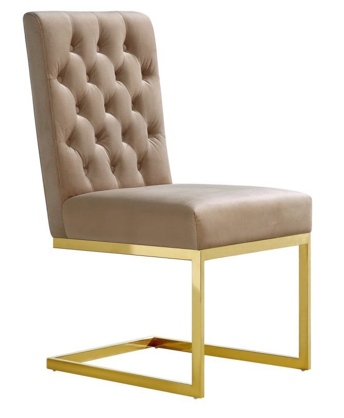 Beige Velvet Dining Chairs Set Of 6
