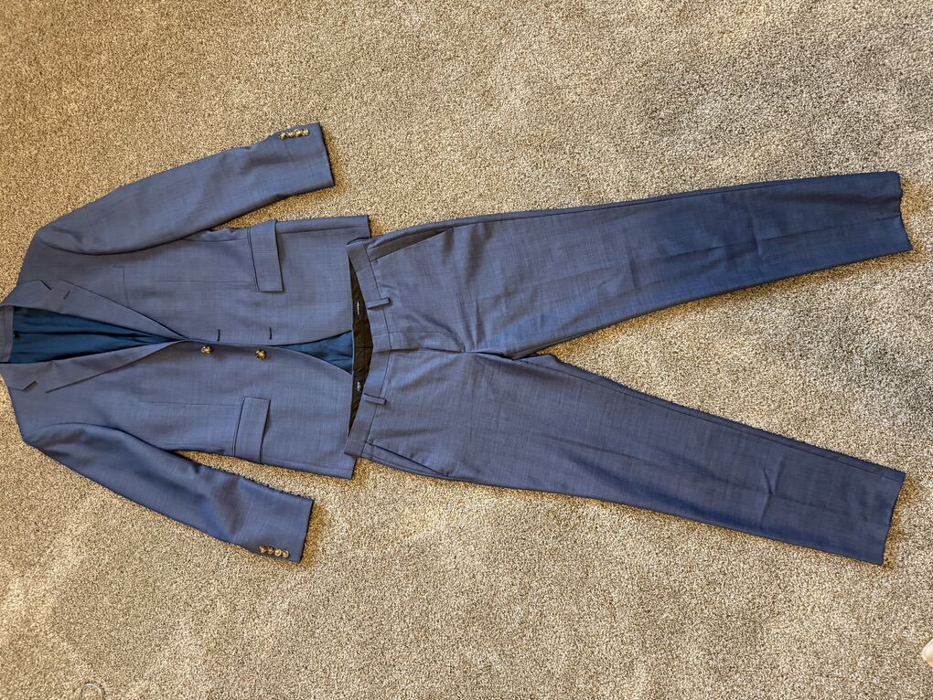 Men's J. Crew Blue Wool Suit 38R/33W/32L