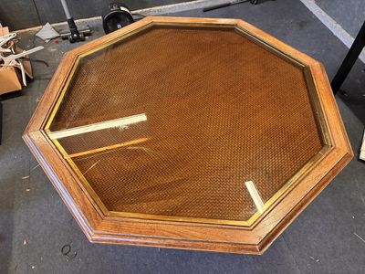 Rattan/glass top table