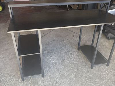 Black Desk With Monitor Stand