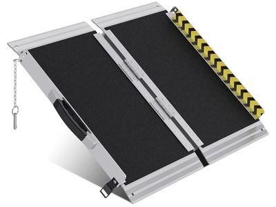 Portable Wheelchair Ramp 2FT, Anti-Slip Aluminum Folding Portable Ramp, Wheelchair Ramps for Home, Weight Capacity Up to 600 LBS