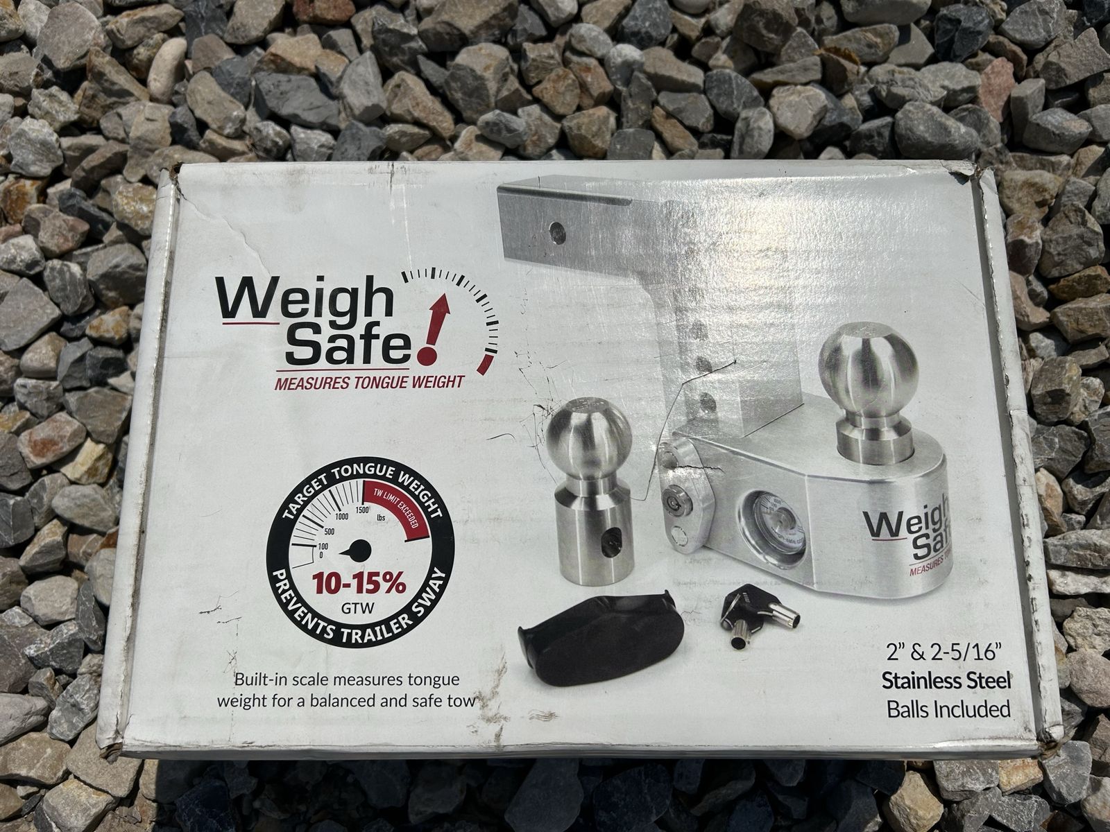 Weigh Safe WS6-2.5 Adjustable Ball Mount Hitch with Built-in Tongue Weight Scale - 2" & 2-5/16" Balls