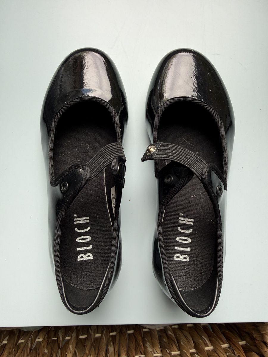 Bloch Girls Black Patent Techno Tap Shoes Size 1 W