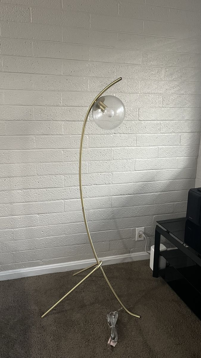 Modern Gold Arc Floor Lamp with Clear Glass Globe Shade - Stylish Lighting Fixture