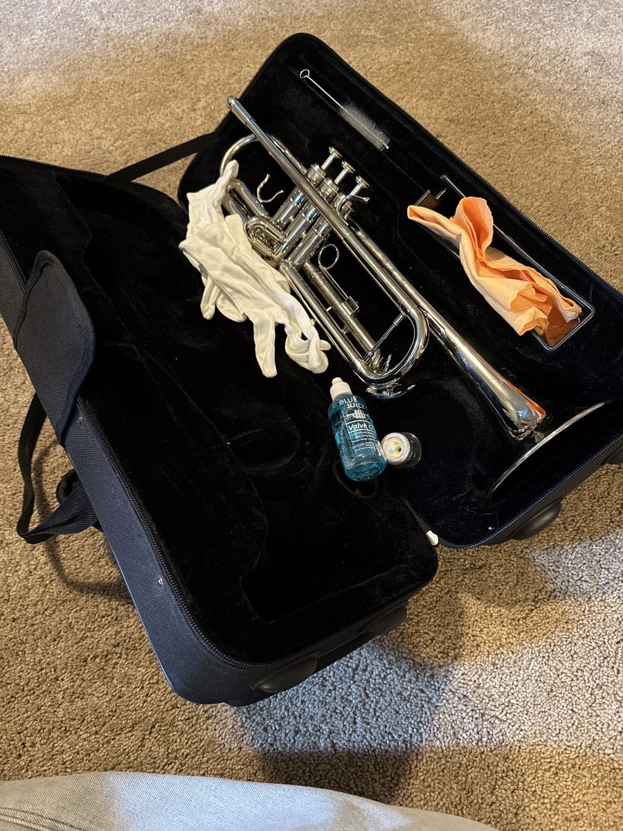 Eastar Silver Trumpet with Case, Valve Oil, Gloves, and Cleaning Supplies - Great for Beginners!