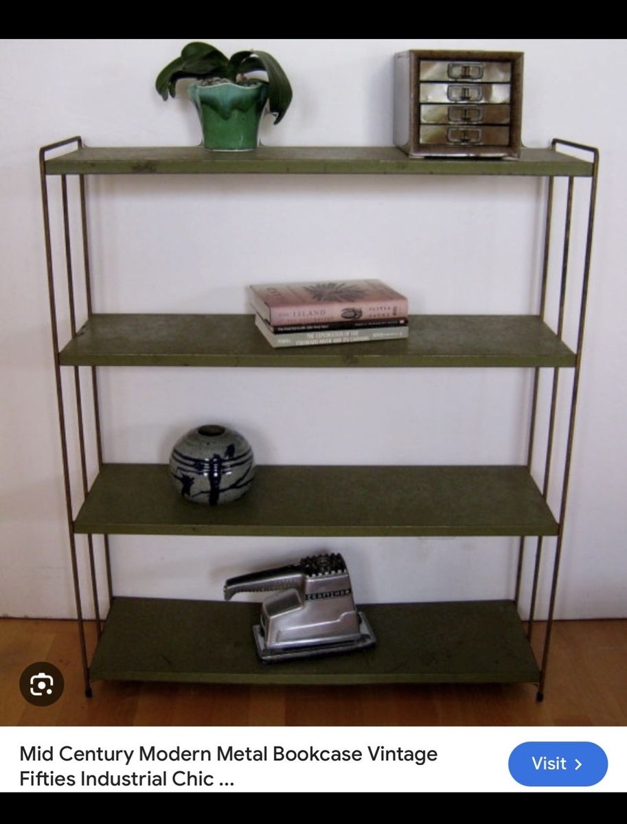 Gold Mid Century metal shelf for purse or vanity display