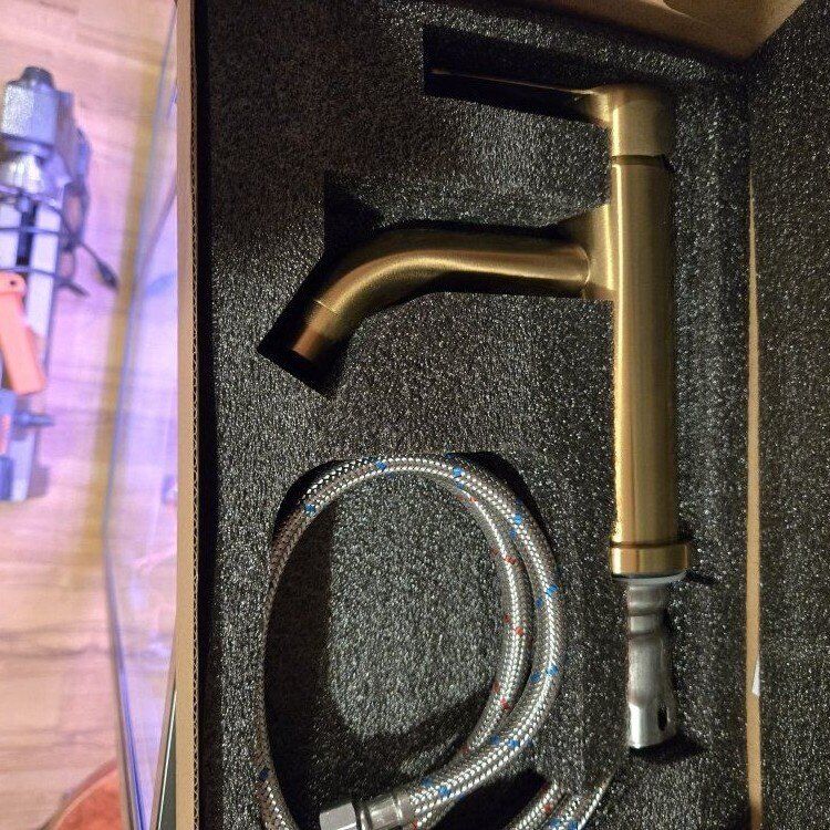 Brushed Gold single hole bathroom faucet