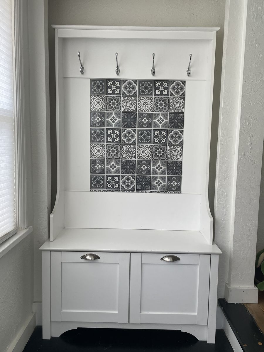 Entry Bench With Storage Coat Hooks