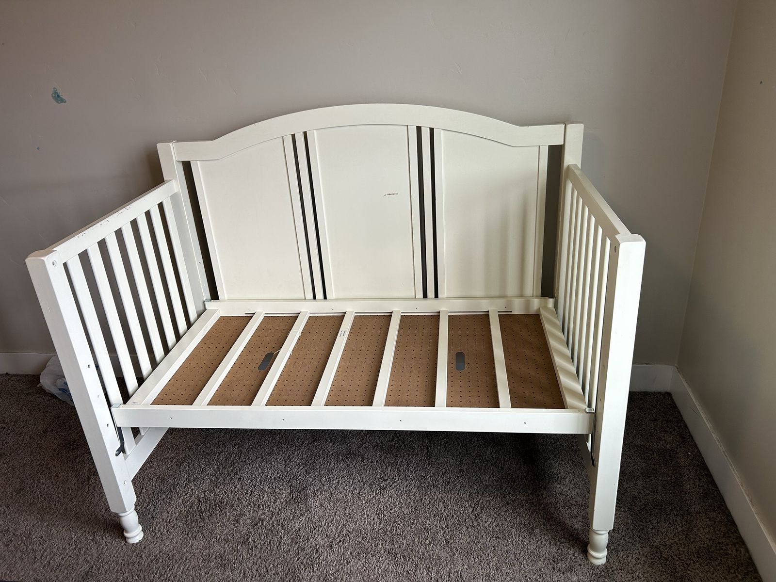 White Wood Baby Crib Frame (toddler daybed)- Versatile Nursery Furniture