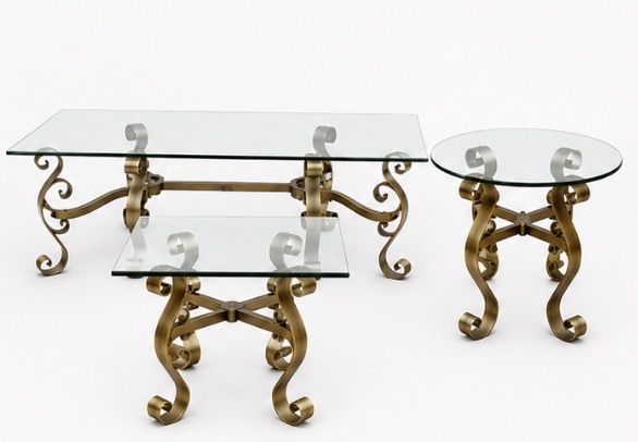 4-Piece Glass & Metal Accent Table Set