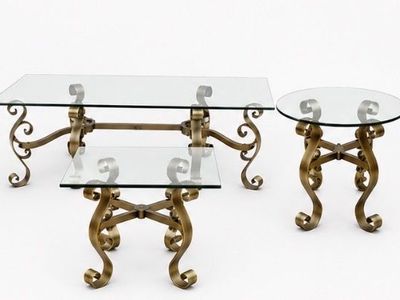4-Piece Glass & Metal Accent Table Set