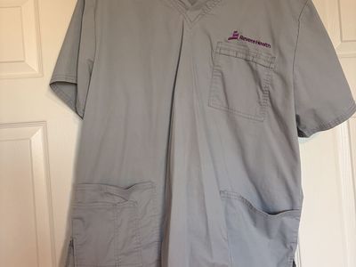 Revere Health Gray Scrub Set (Top & Bottom) Size L with Pockets - Damaged Pants