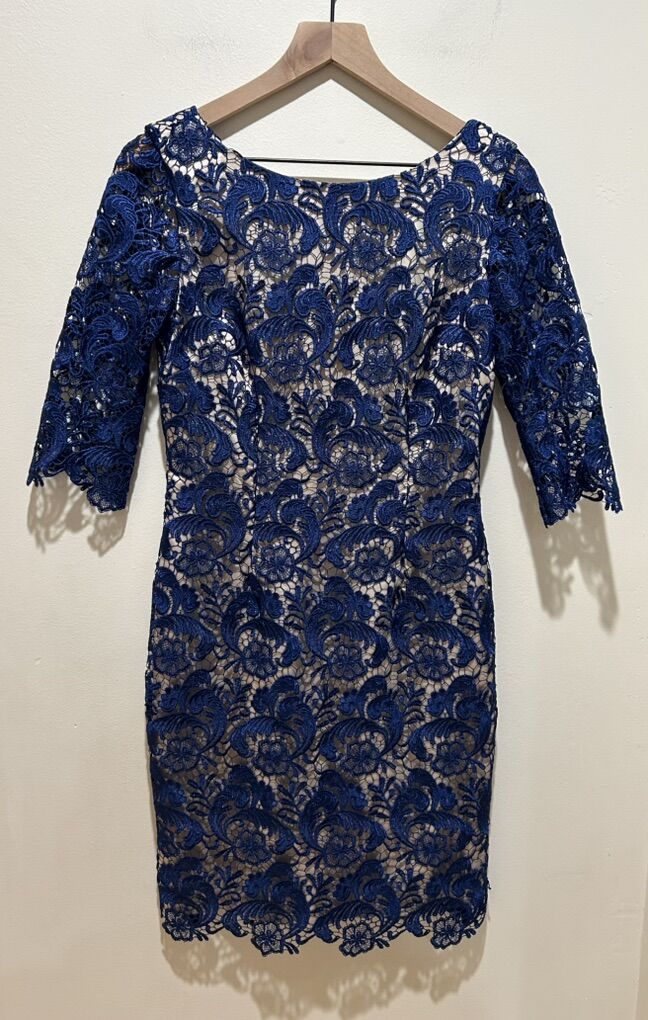 Eliza J Embroidered Lace Overlay Sheath Dress