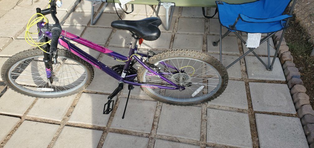 Purple Mountain Bike with Shimano Derailleur and Kickstand