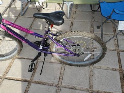Purple Mountain Bike with Shimano Derailleur and Kickstand