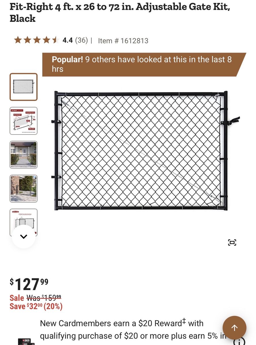 Fit-Right 4 ft. x 26 to 72 in. Adjustable Gate Kit, Black