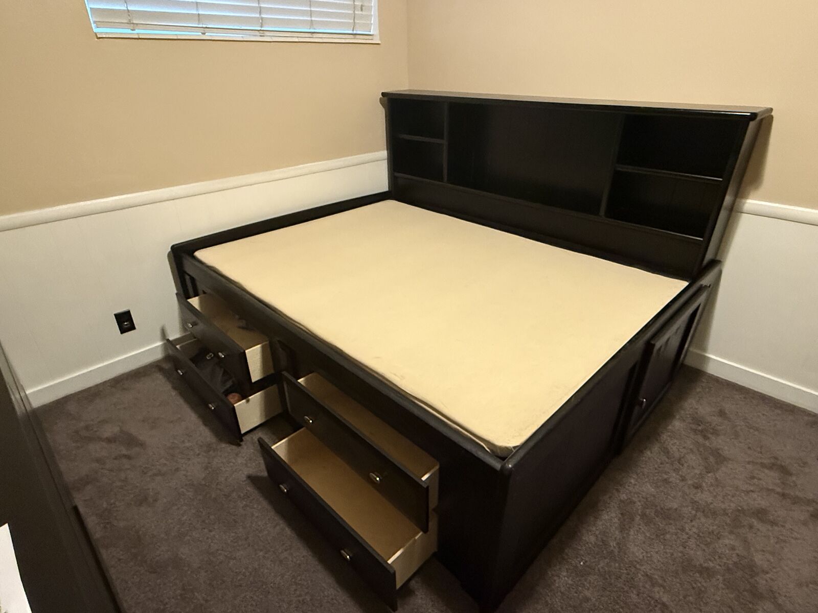 Full size RC Willy caption's bed with 4 drawers, book shelves and under bed storage