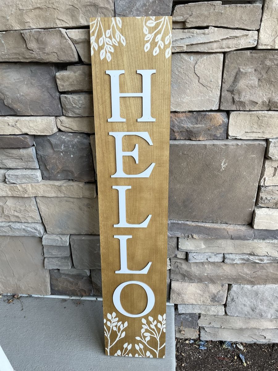 40” decorative hello porch door sign