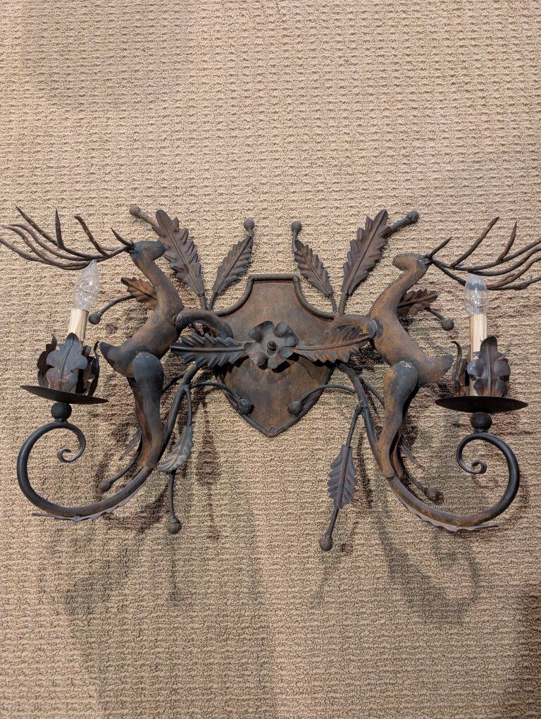 Rustic Stag Sconces, Set of 2