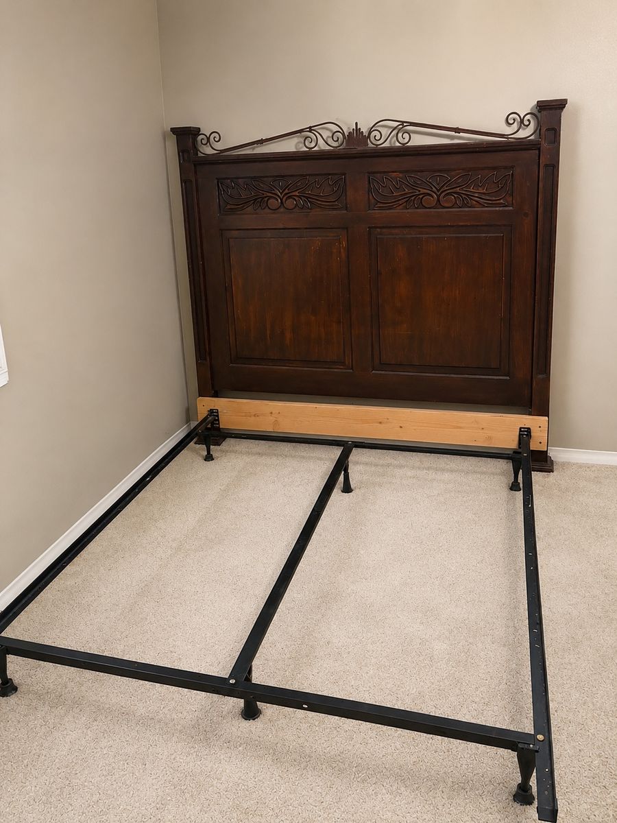 Large Wooden Headboard with dresser and chest- Queen size