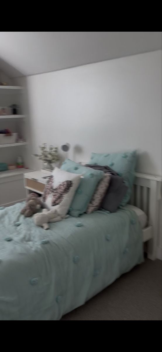Two White Wood Twin Beds/ bunk bed
