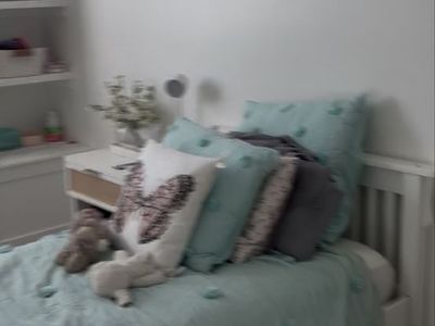 Two White Wood Twin Beds/ bunk bed
