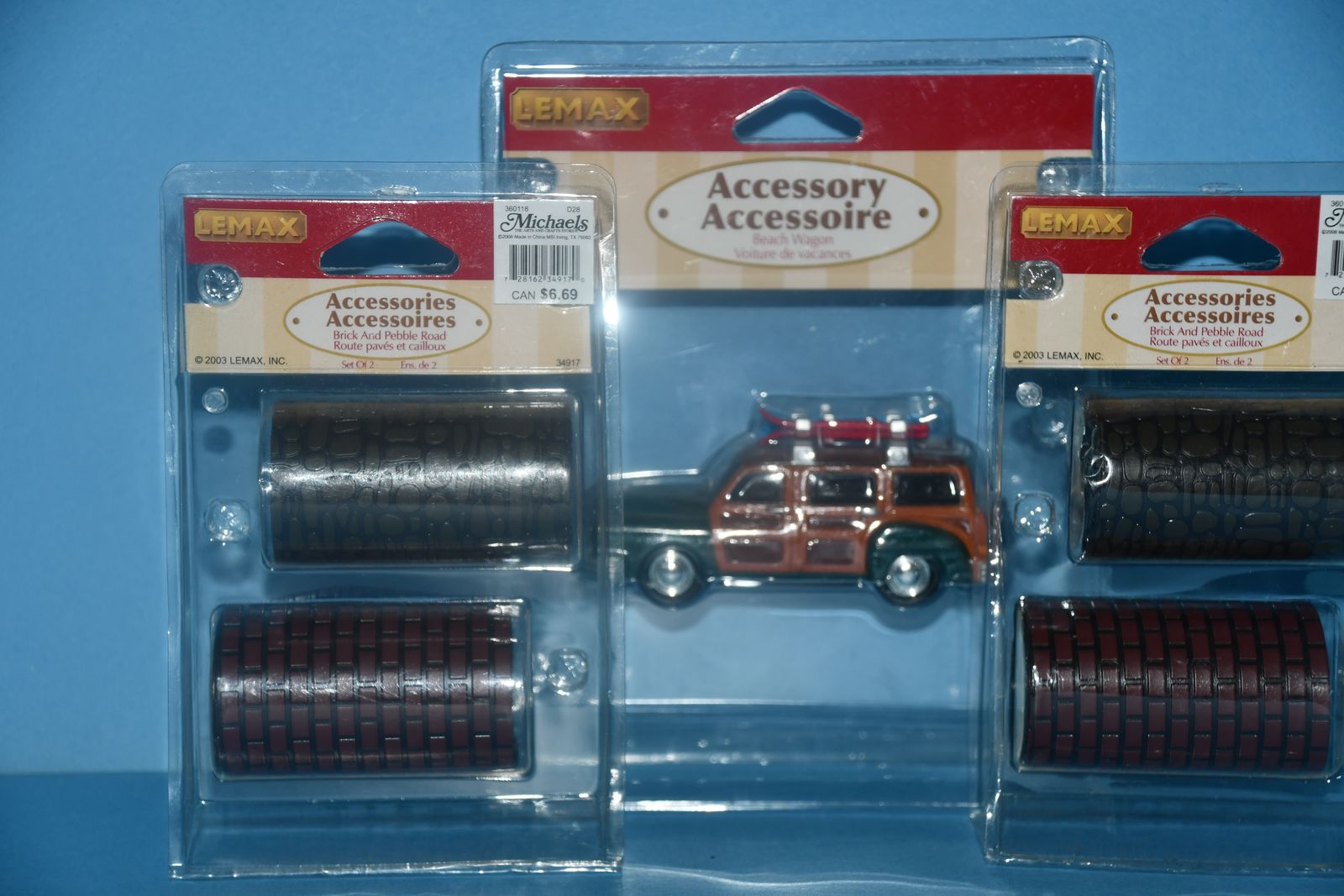 VINTAGE NIP LEMAX "BEACH WAGON" & 2 PKGS of ROADS (BRICK & PEBBLE) ~ ALL FOR $5