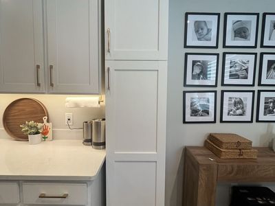 White Tall Pantry Kitchen Cabinet with Shaker Doors