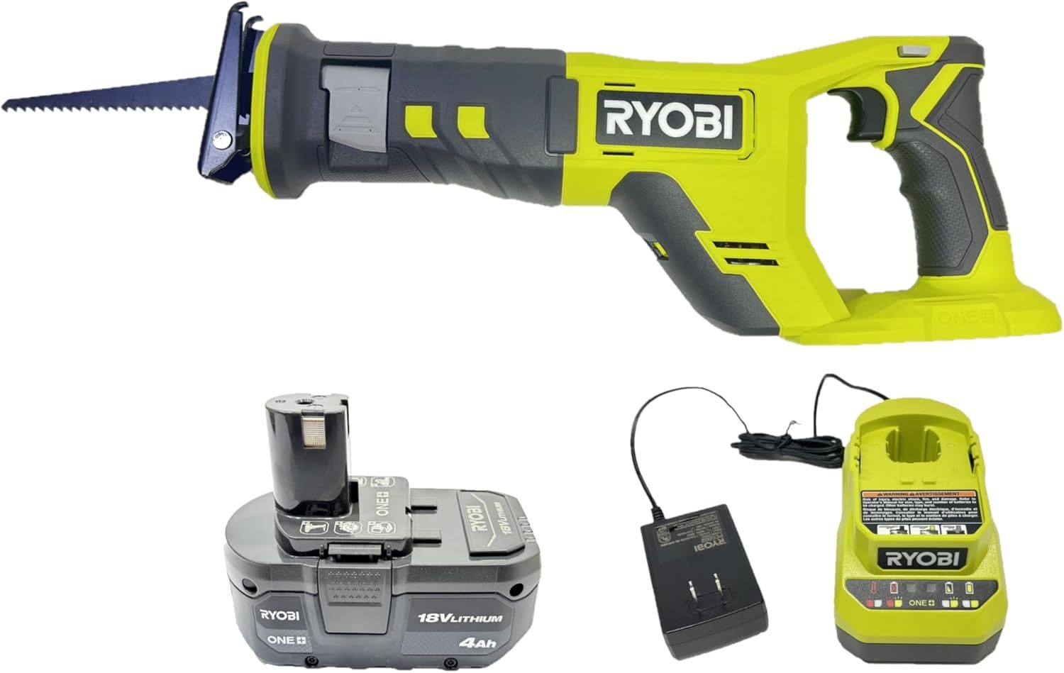 RYOBI ONE+ 18V Cordless Reciprocating Saw Kit with 4.0 Ah Battery and Charger