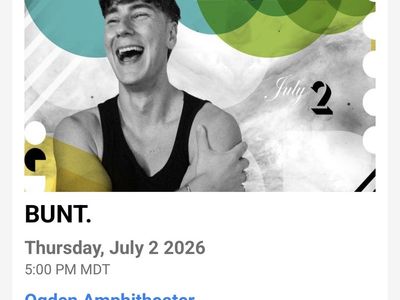 2 VIP BUNT. Concert Tickets - Ogden Amphitheater, July 2, 2026