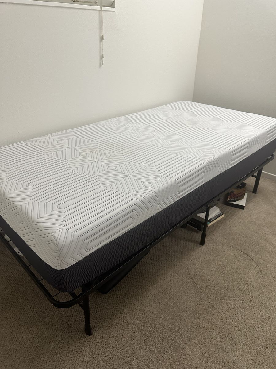 Twin XL Mattress and Foldable Frame Bundle