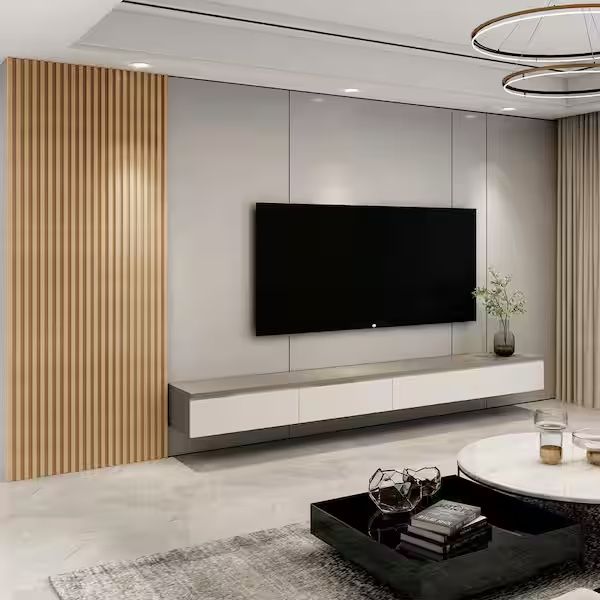 Art 3D Wall Paneling- Oak 8-1/2 ft. x 1/2 ft. x 2/3 in. Slat Wood 