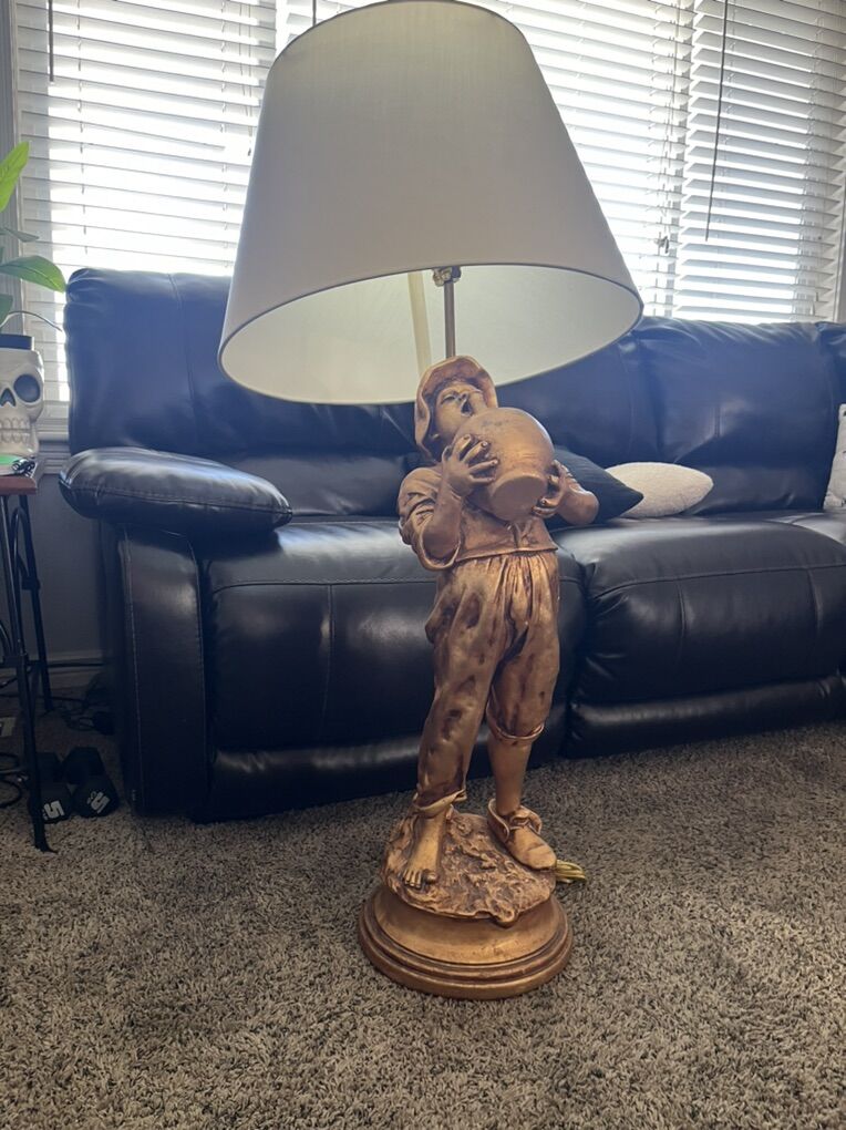 Antique Chalkware Electric Floor Lamp 42.5