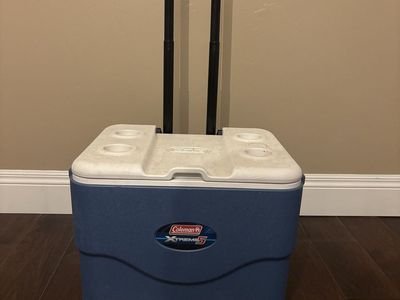 Coleman Xtreme 5 Wheeled Cooler with Handle - Blue/White, Portable Design