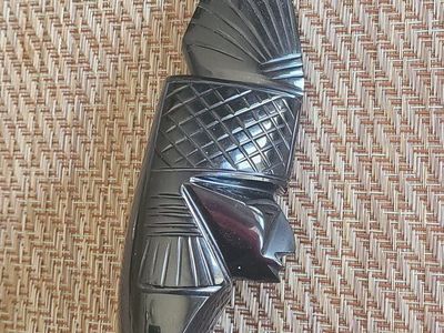 Vintage Hand-Carved Black Obsidian or Ebony Kris Keris Dagger Handle/Hilt