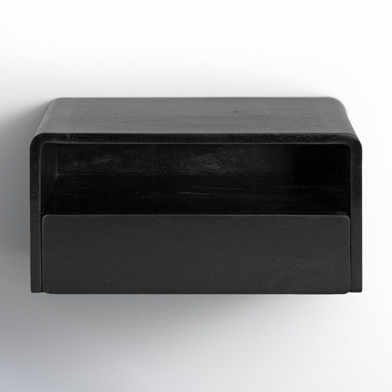 Wooden Floating Side Table with Storage Drawer