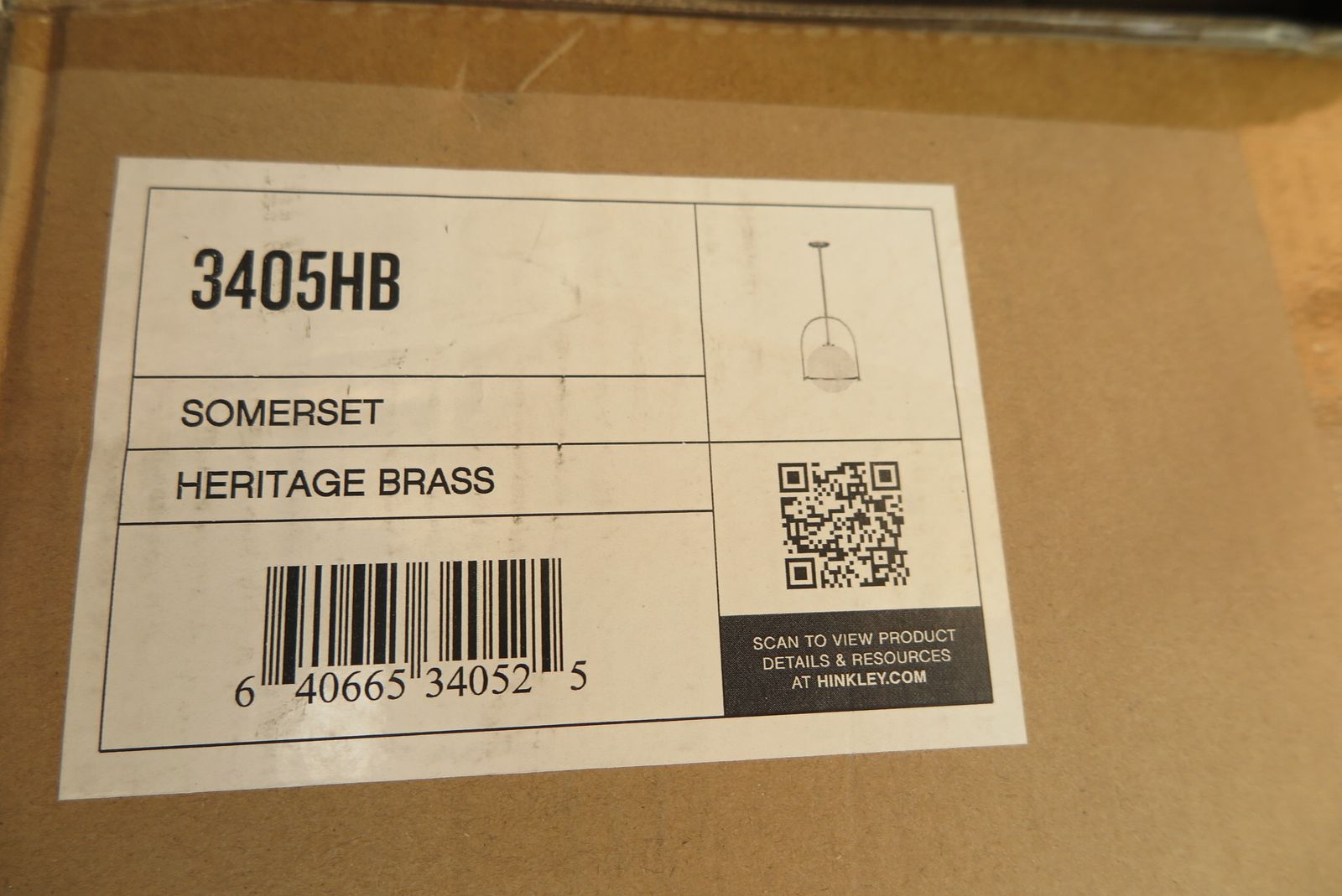 hinkley somerset heritage brass pendant 3405HB
