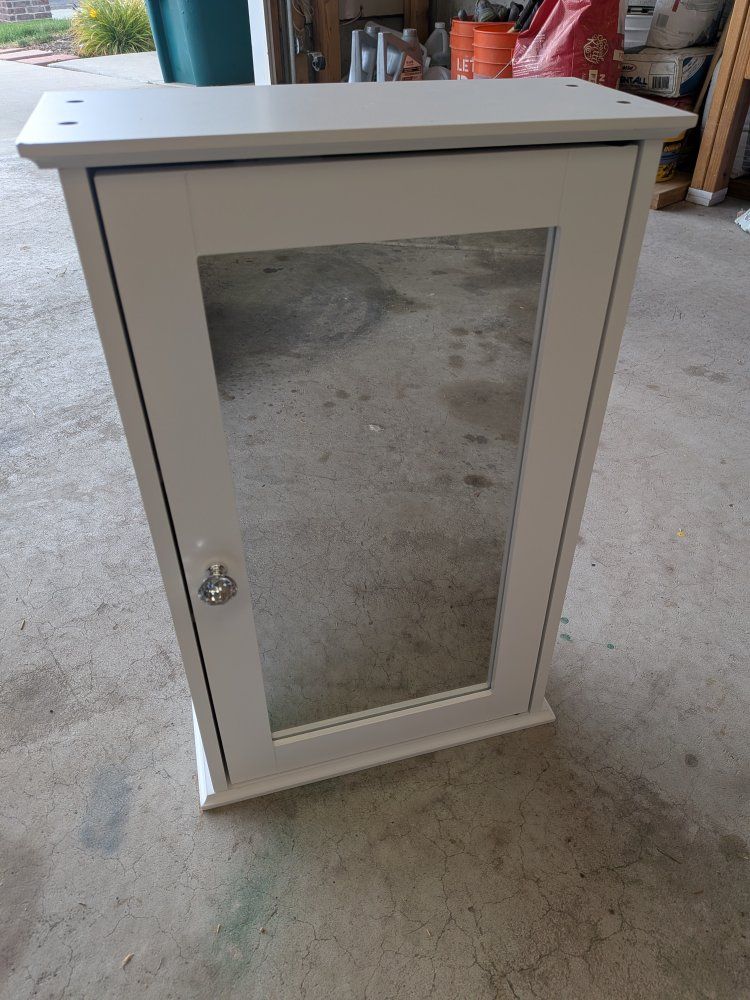 White Wall-Mounted Bathroom Storage Cabinet with Mirror Door