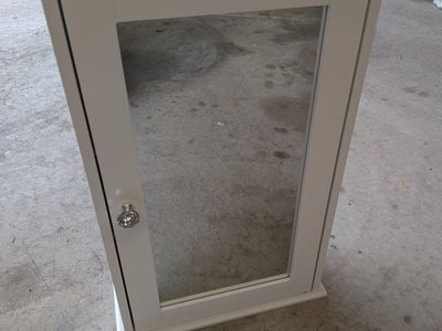 White Wall-Mounted Bathroom Storage Cabinet with Mirror Door